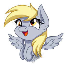 Size: 1300x1300 | Tagged: safe, artist:jack-pie, derpy hooves, pegasus, pony, g4, cute, female, happy, mare, open mouth, simple background, smiling, solo, transparent background