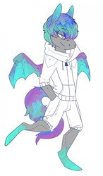 Size: 748x1280 | Tagged: safe, artist:coyotebears, oc, oc only, bat pony, anthro, unguligrade anthro, simple background, solo, white background