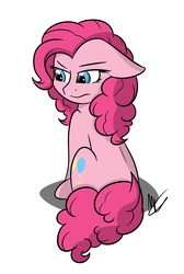 Size: 1280x1900 | Tagged: safe, artist:sugarwings-art, pinkie pie, earth pony, pony, g4, annoyed, female, floppy ears, simple background, solo, white background