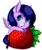 Size: 1060x1264 | Tagged: safe, artist:enghelkitten, oc, oc only, oc:violet, pegasus, pony, chibi, female, food, mare, simple background, solo, starry eyes, strawberry, tongue out, transparent background, wingding eyes