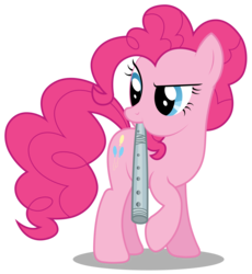 Size: 2757x3000 | Tagged: safe, artist:brony-works, pinkie pie, earth pony, pony, g4, female, flute, high res, mouth hold, musical instrument, simple background, solo, transparent background, vector