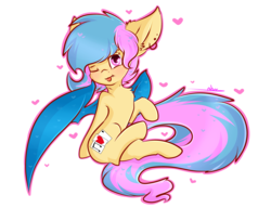 Size: 3669x2823 | Tagged: safe, artist:ashee, oc, oc only, oc:phyra, bat pony, pony, bat pony oc, blushing, fangs, high res, one eye closed, piercing, simple background, sitting, solo, tongue out, transparent background, wink