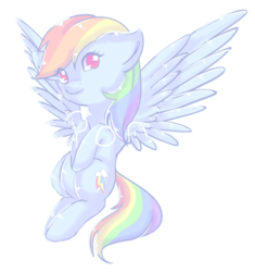 Size: 1024x1089 | Tagged: safe, artist:pone-pon, rainbow dash, pony, g4, female, flying, simple background, solo, transparent background