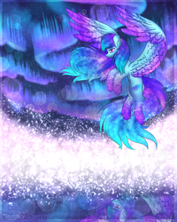 Size: 1024x1280 | Tagged: safe, artist:northlights8, oc, oc only, oc:northern lights, pegasus, pony, aurora borealis, color porn, flying, solo