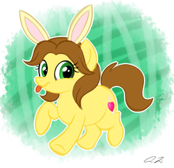 Size: 1480x1424 | Tagged: safe, artist:iheartjapan789, oc, oc only, oc:emi, oc:emi hartman, oc:emi the bunny girl, earth pony, pony, bunny ears, female, mare, ponified?, solo, tongue out