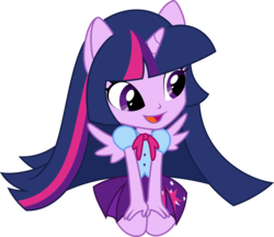 Size: 3466x3000 | Tagged: safe, artist:amy mebberson, artist:aqua-pony, color edit, edit, twilight sparkle, alicorn, equestria girls, g4, clothes, colored, concept art, cute, female, high res, horn, kneeling, open mouth, ponied up, simple background, skirt, solo, transparent background, twiabetes, twilight sparkle (alicorn)