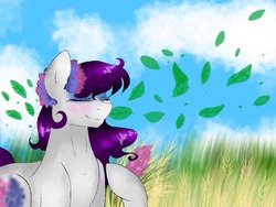 Size: 1024x768 | Tagged: safe, artist:yomi brasi, oc, oc only, earth pony, pony, eyes closed, female, mare, smiling, solo