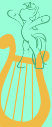 Size: 745x1800 | Tagged: safe, artist:flutterluv, part of a set, lyra heartstrings, pony, unicorn, g4, bipedal, cutie mark background, female, green background, lineart, minimalist, modern art, simple background, solo