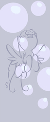 Size: 745x1800 | Tagged: safe, artist:flutterluv, part of a set, derpy hooves, pegasus, pony, g4, bubble, cutie mark background, female, food, gray background, lineart, minimalist, modern art, muffin, simple background, solo