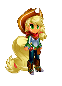 Size: 129x177 | Tagged: safe, artist:sakuyamon, applejack, human, g4, female, hat, humanized, pixel art, pony coloring, simple background, solo, sprite, tailed humanization, transparent background