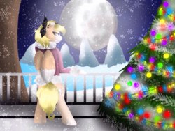 Size: 2000x1500 | Tagged: safe, artist:yomi brasi, oc, oc only, christmas tree, snow, solo, tree, winter