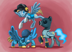 Size: 1090x800 | Tagged: safe, artist:chinalover551989, pegasus, pony, blu, crossover, male, ponified, pyro (tf2), scout (tf2), soldier, soldier (tf2), stallion, team fortress 2