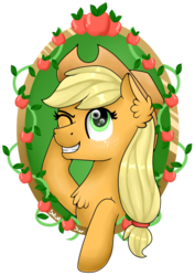Size: 1024x1446 | Tagged: safe, artist:saturnstar14, applejack, earth pony, pony, g4, apple, bust, chest fluff, ear fluff, female, food, mare, simple background, solo, transparent background
