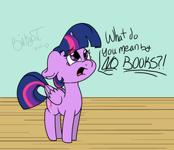 Size: 5150x4432 | Tagged: safe, artist:binkyt11, twilight sparkle, alicorn, pony, g4, absurd resolution, book, bookhorse, cute, dialogue, female, floppy ears, looking up, mare, open mouth, signature, solo, speech bubble, that pony sure does love books, twiabetes, twilight fuel, twilight sparkle (alicorn)