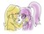 Size: 1280x989 | Tagged: safe, artist:lyx-d, sci-twi, sunset shimmer, twilight sparkle, equestria girls, g4, blushing, female, lesbian, looking at each other, ship:sci-twishimmer, ship:sunsetsparkle, shipping, simple background