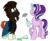 Size: 3199x2621 | Tagged: safe, artist:befishproductions, starlight glimmer, sunburst, g4, accident, duo, explosion, glasses, glowing horn, high res, horn, magic, oops, potion, sheepish grin, signature, simple background, soot, transparent background