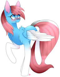 Size: 1330x1721 | Tagged: safe, artist:alithecat1989, oc, oc only, pegasus, pony, blushing, female, gift art, looking back, mare, simple background, smiling, solo, transparent background