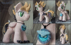 Size: 2800x1765 | Tagged: safe, artist:valmiiki, oc, oc only, owl, pegasus, pony, claws, ear piercing, earring, irl, jewelry, photo, piercing, plushie, solo