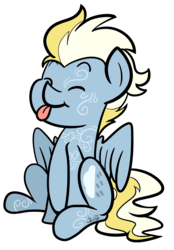 Size: 2359x3396 | Tagged: safe, artist:befishproductions, oc, oc only, oc:cold front, pegasus, pony, eyes closed, high res, male, signature, simple background, sitting, stallion, tongue out, transparent background