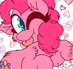 Size: 1272x1201 | Tagged: safe, artist:vanillaboi, pinkie pie, earth pony, pony, g4, female, one eye closed, solo, tongue out, wink
