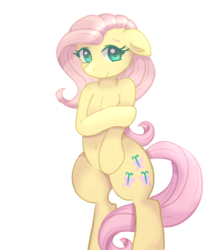Size: 712x812 | Tagged: safe, artist:tuxisthename, fluttershy, pegasus, pony, semi-anthro, g4, belly, belly button, bipedal, cute, female, floppy ears, looking at you, mare, shyabetes, simple background, solo, transparent background
