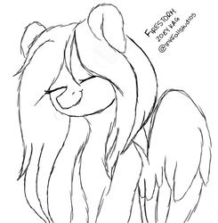 Size: 881x898 | Tagged: safe, artist:violetdesignstudios, oc, oc only, oc:fire storm, pegasus, pony, eyes closed, female, mare, monochrome, solo