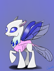 Size: 1500x2000 | Tagged: safe, artist:chopsticks, oc, oc only, oc:disappearing ink, changedling, changeling, g4, season 6, to where and back again, changedling oc, changeling oc, female, reformed, solo