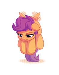 Size: 1100x1400 | Tagged: safe, artist:bobdude0, scootaloo, pegasus, pony, g4, cute, cutealoo, female, filly, floating, flying, grumpy, scootaloo can fly, scootaloo can't fly, simple background, solo, unamused