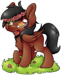 Size: 3914x4771 | Tagged: safe, artist:cutepencilcase, oc, oc only, pegasus, pony, absurd resolution, colored pupils, commission, floral head wreath, flower, male, open mouth, simple background, solo, stallion, transparent background, ych result