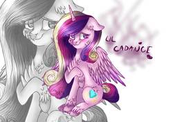 Size: 1024x719 | Tagged: safe, artist:fireheartsk, princess cadance, alicorn, pony, g4, female, mare, sitting, solo, unshorn fetlocks