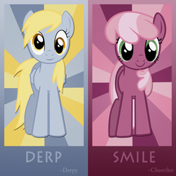 Size: 2048x2048 | Tagged: dead source, safe, artist:waranto, cheerilee, derpy hooves, earth pony, pegasus, pony, g4, duo, female, high res, mare, poster
