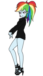 Size: 720x1280 | Tagged: safe, artist:ajrrhvk12, rainbow dash, equestria girls, g4, blushing, clothes, female, high heels, legs, ponytail, simple background, solo, transparent background