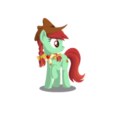 Size: 835x894 | Tagged: safe, artist:lavendus, candy apples, earth pony, pony, g4, apple family member, braid, female, hat, mare, simple background, solo, transparent background