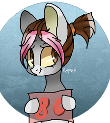 Size: 459x512 | Tagged: safe, artist:kilka-chan-yana, oc, oc only, oc:ribnica, earth pony, pony, milestone, sign, solo