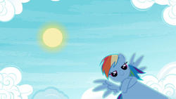 Size: 1920x1080 | Tagged: safe, edit, edited screencap, screencap, rainbow dash, pegasus, pony, g4, cloud, crossed hooves, female, fresh princess of friendship, lidded eyes, solo, spread wings, the fresh prince of bel-air, wings, youtube link