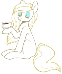 Size: 1075x1288 | Tagged: safe, artist:astralblues, oc, oc only, earth pony, pony, coffee, cup, female, mare, partial color, solo