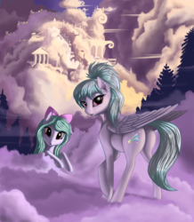 Size: 3803x4370 | Tagged: safe, artist:lightly-san, cloudchaser, flitter, pegasus, pony, absurd resolution, adorasexy, butt, cloudsdale, cute, duo, female, looking at you, mare, plot, scenery, sexy