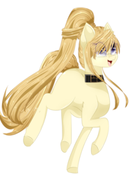 Size: 1780x2380 | Tagged: safe, artist:php146, oc, oc only, oc:margery daw, earth pony, pony, eye clipping through hair, female, glasses, mare, open mouth, ponytail, raised hoof, simple background, smiling, solo, transparent background