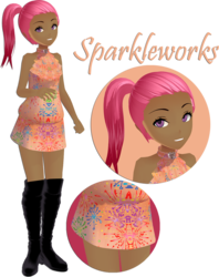 Size: 1024x1294 | Tagged: safe, artist:octosexbang, sparkleworks, human, g3, 3d, dark skin, female, g3betes, humanized, mmd, simple background, solo, transparent background