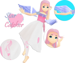 Size: 1024x860 | Tagged: safe, artist:octosexbang, star catcher, human, g3, 3d, female, hair flip, humanized, simple background, smiling, solo, transparent background