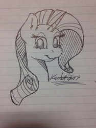 Size: 3264x2448 | Tagged: safe, artist:kundofox, rarity, pony, unicorn, g4, female, high res, lined paper, solo, traditional art