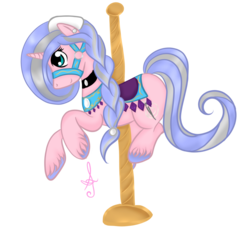 Size: 1120x1080 | Tagged: safe, artist:silversthreads, oc, oc only, oc:silverthread, pony, unicorn, carousel, female, mare, solo