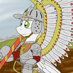 Size: 1280x1280 | Tagged: safe, artist:undercoverpone, oc, oc only, pegasus, pony, armor, hoof hold, hussar, male, poland, stallion, winged hussar
