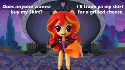 Size: 1280x720 | Tagged: safe, artist:whatthehell!?, edit, sunset shimmer, equestria girls, g4, my little pony equestria girls: rainbow rocks, bad edit, black underwear, clothes, doll, equestria girls minis, family guy, irl, male, panties, parody, photo, skirt, toy, underwear