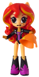 Size: 713x1385 | Tagged: safe, artist:whatthehell!?, edit, sunset shimmer, equestria girls, g4, bad edit, black underwear, clothes, doll, equestria girls minis, family guy, irl, male, panties, parody, photo, skirt, toy, underwear