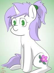 Size: 1500x2000 | Tagged: safe, artist:cherryceriseart, oc, oc only, oc:orchid, pony, unicorn, female, gradient background, mare, sitting, solo