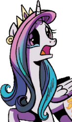 Size: 248x422 | Tagged: safe, artist:brendahickey, edit, idw, princess celestia, alicorn, pony, g4, legends of magic, spoiler:comic, spoiler:comiclom1, background removed, crying, female, mare, simple background, solo, teary eyes, transparent background, younger