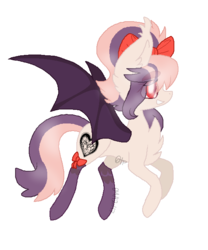 Size: 550x660 | Tagged: safe, artist:wishing-well-artist, oc, oc only, oc:sweet velvet, bat pony, pony, bow, clothes, female, hair bow, mare, simple background, socks, solo, transparent background