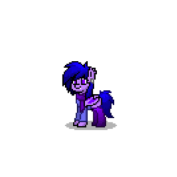 Size: 400x400 | Tagged: safe, oc, oc only, oc:amethyst night, bat pony, pony, pony town, clothes, fangs, piercing, pixel art, scarf, simple background, smiling, socks, transparent background