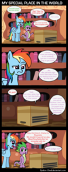 Size: 1077x2684 | Tagged: safe, artist:epsilon-chedi, rainbow dash, spike, twilight sparkle, dragon, pony, g4, book, box, comic, metal gear solid, pony in a box